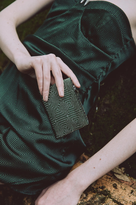 NIXI BONI WALLET Silver & Green