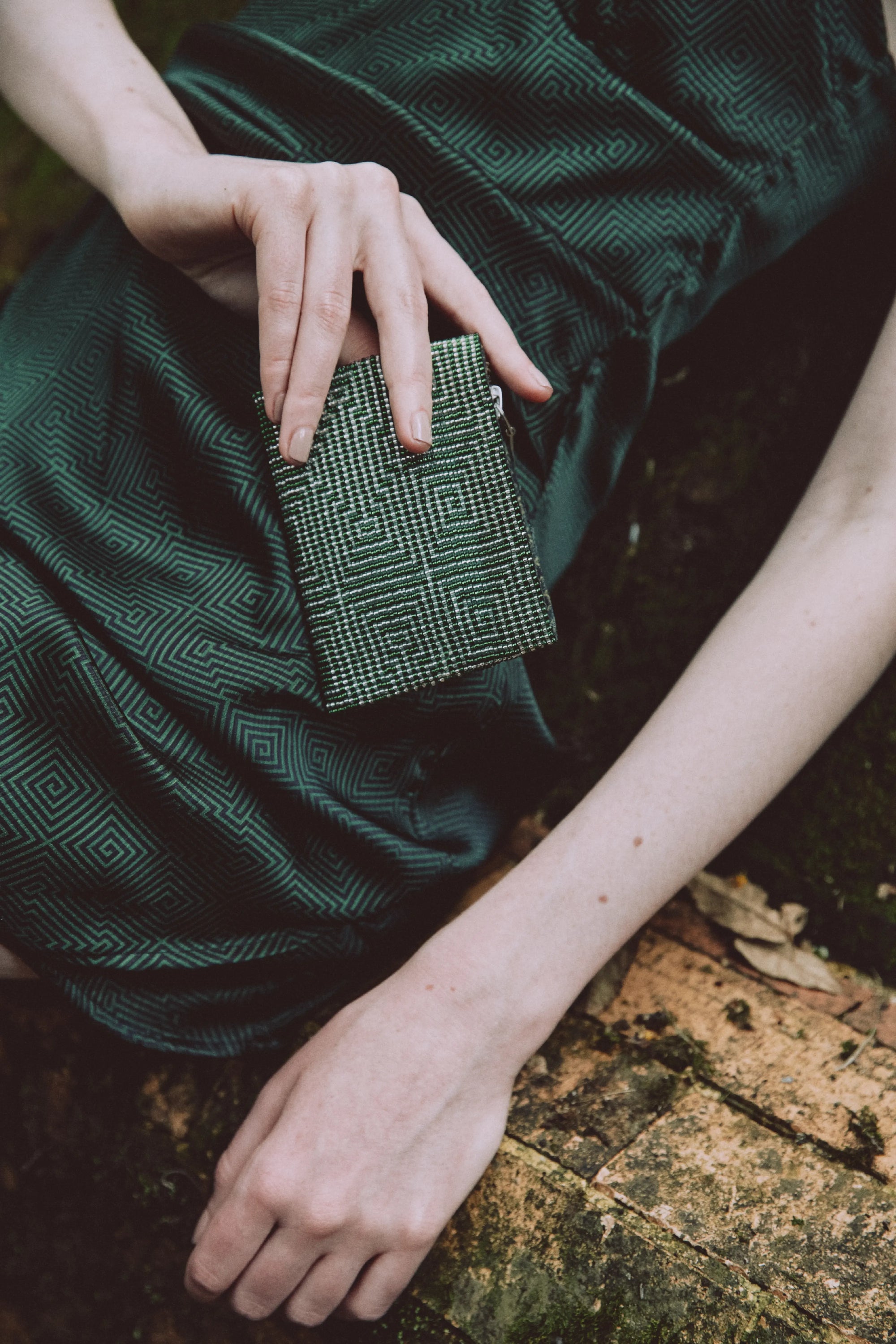 NIXI BONI WALLET Silver & Green